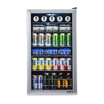 Beverage Refrigerator Cooler, 126 Cans Free Standing With Right Hinge Glass Door