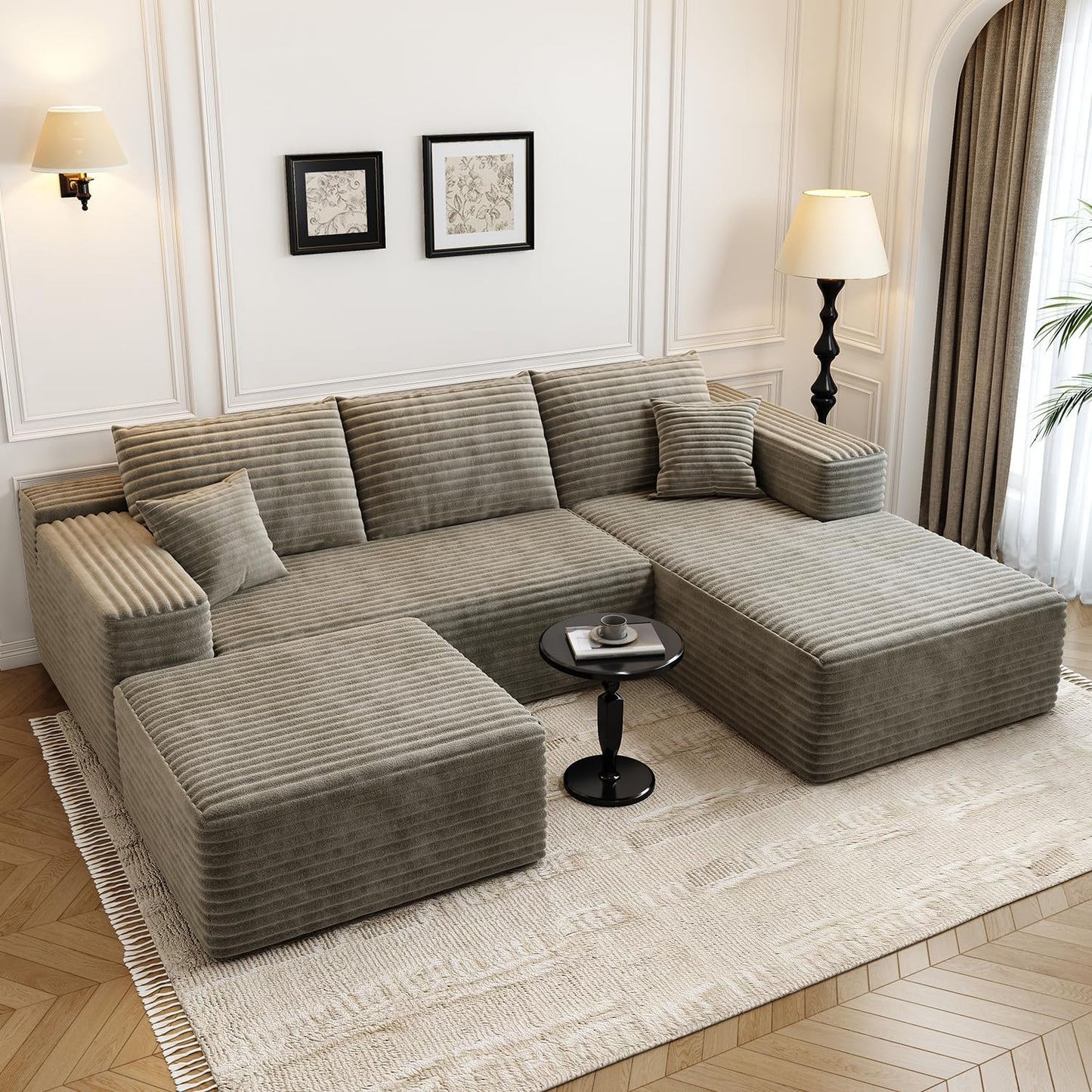 107.5 In. Cloud Modular Sectional Sofa Couch With L-Shape Chaise, Modern Minimalist Upholstered Couches For Living Room Bedroom