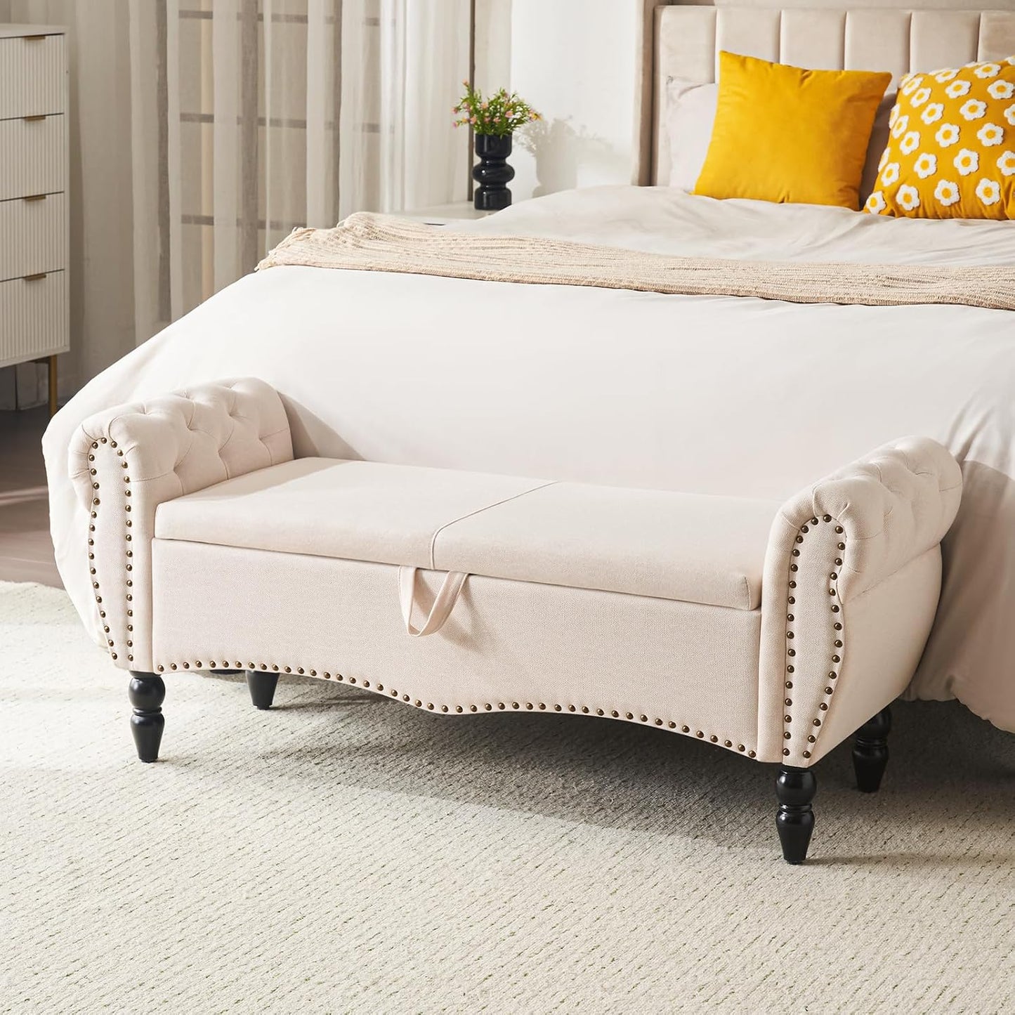Furniliving Modern Storage Ottoman Bench