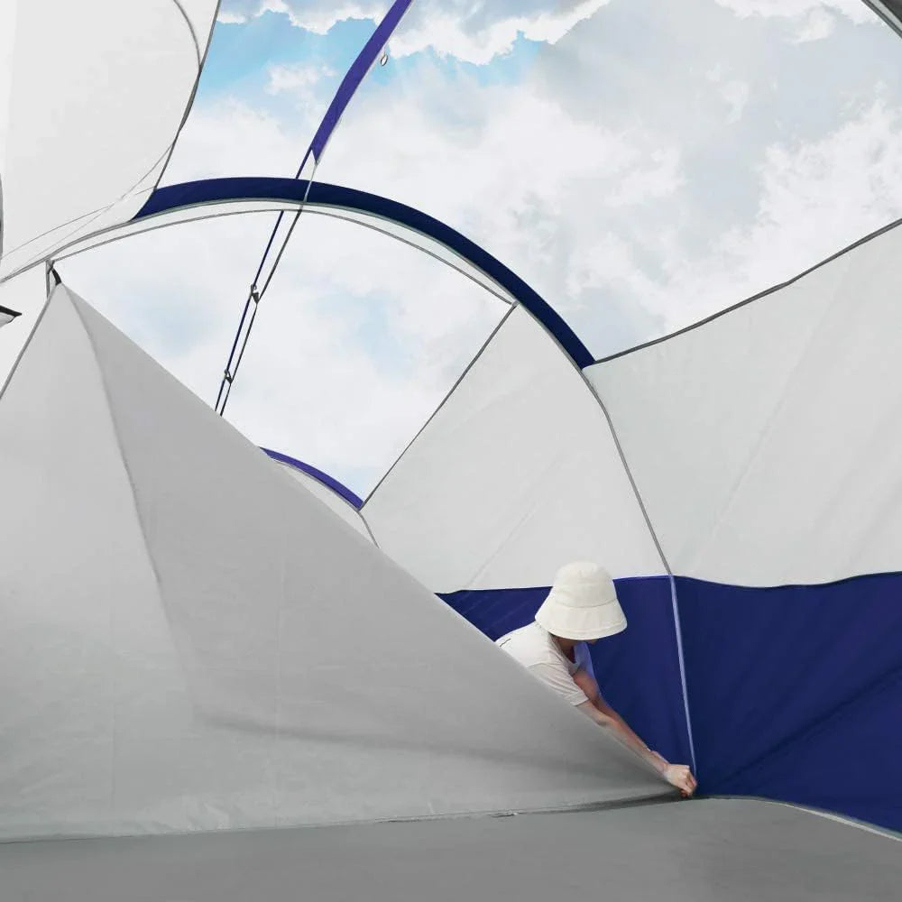Campros Cp Tent 12-Person-Camping-Tents, 3 Room Family Tents, Waterproof Windproof Family Tent With Top Rainfly, 6 Large Mesh Windows