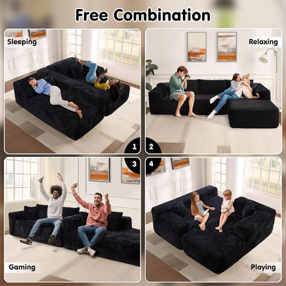 Ovios 104 In. Cloud Sectional Couch With L-Shape Chaise, Modern Modular Sofa With Deep Seat, Upholstered Couches For Living Room Bedroom