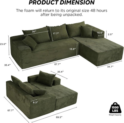 Cloud Sectional Couch With L-Shape Chaise, Modern Modular Sofa With Deep Seat, Upholstered Couches For Living Room Bedroom, No Assembly Required