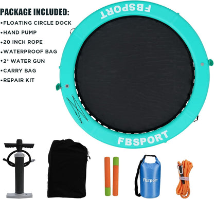 Inflatable Dock Floating Platform 8 Ft. Inflatable Water Hammock Floating Deck For Lake With Cupholder Round Floating Ring Float Ring Pool Float