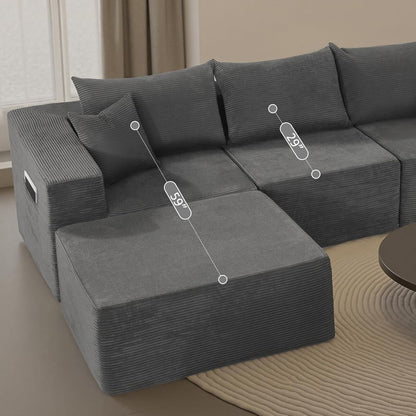 Cloud Sectional Couch With L-Shape Chaise, Modern Modular Sofa With Deep Seat, Upholstered Couches For Living Room Bedroom, No Assembly Required