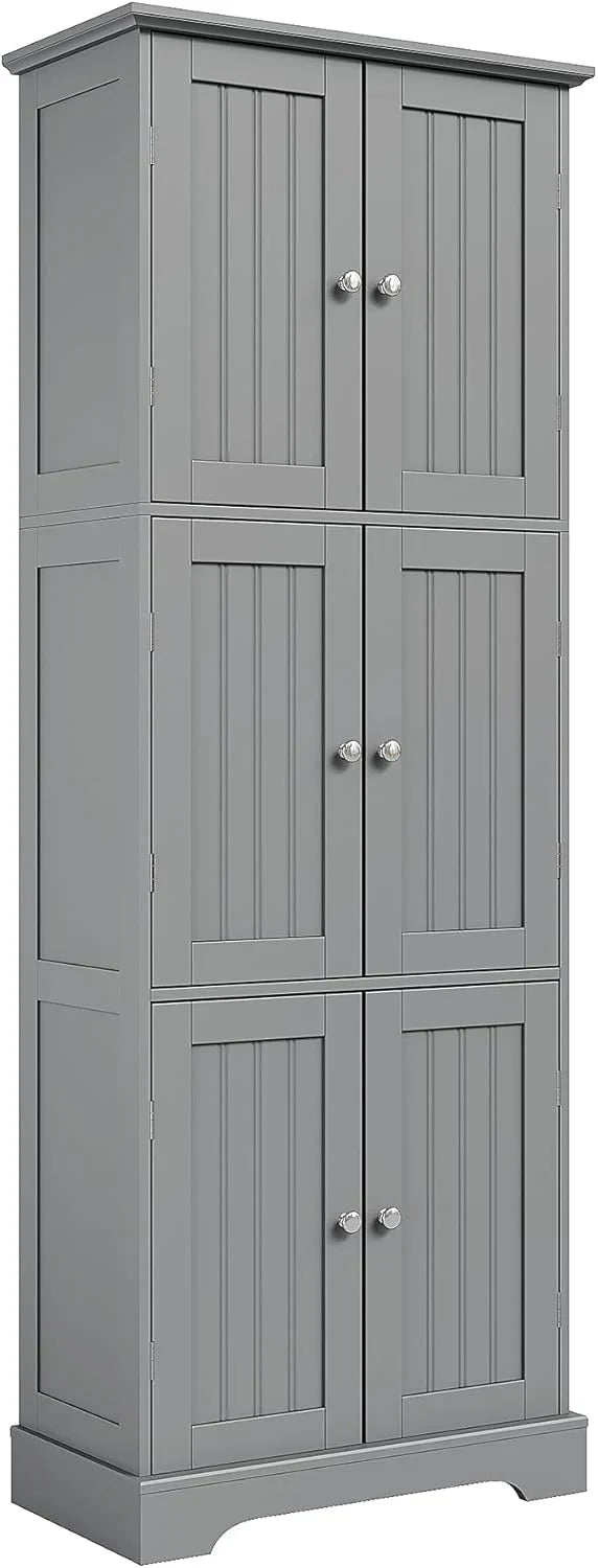 ChooChoo Tall Bathroom Storage Cabinet With 6 Doors, Freestanding Floor Cabinet