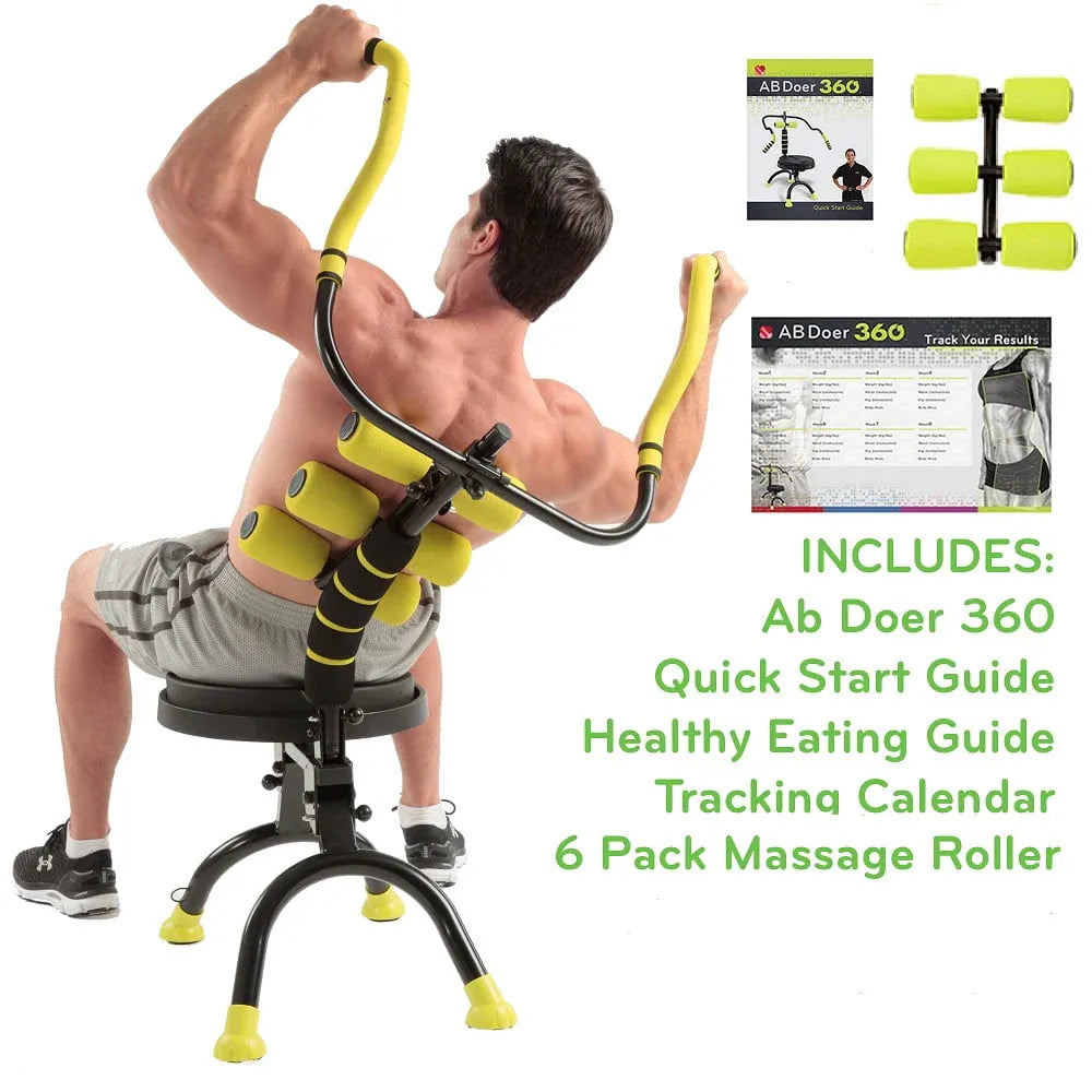 Ab Doer 360 Fitness System With 6 Pack Back Roller Provides An Abdominal And Total Body Workout With Aerobics To Burn Calories And Work Muscles