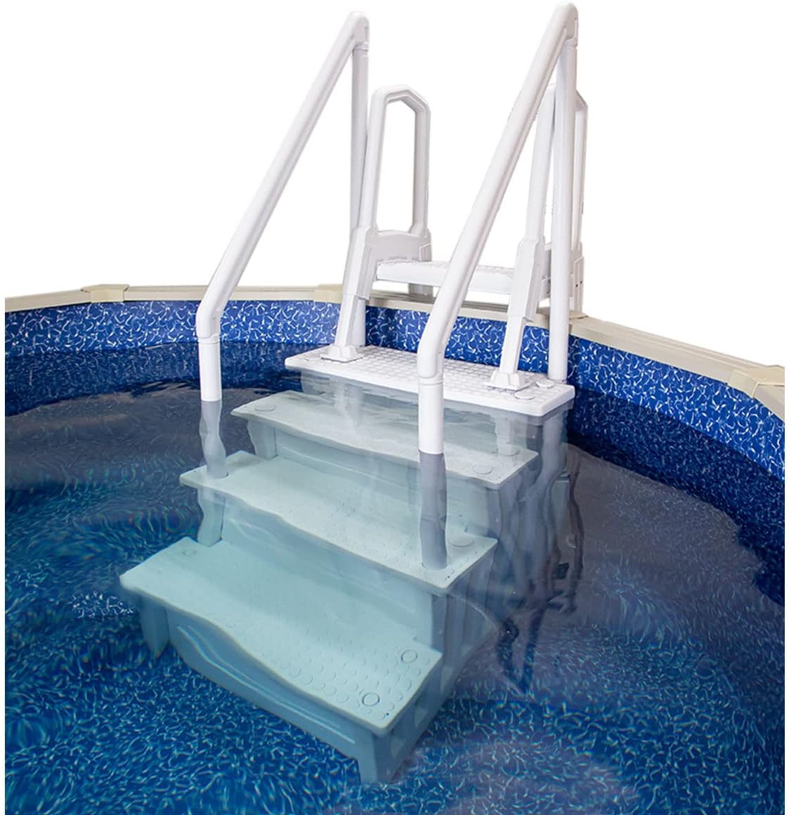 Select Anti-Slip in-Pool Steps, Gray, For Above Ground Swimming Pools, Can Mount To Decks 48 In. To 54 In. H, Safety Stairs Capacity Up To 300 Lbs
