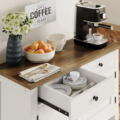 Hostack Farmhouse Console Table With 2-Door Cabinet And 2 Drawers, Coffee Bar, Entryway Table With Storage Shelf