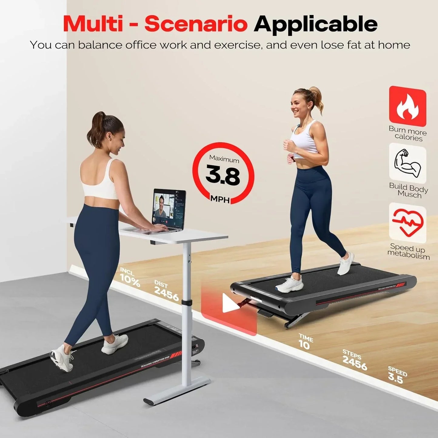 Sperax Walking Vibration Pad With App 3-in-1 Under Desk Treadmill Walking Treadmill Pad
