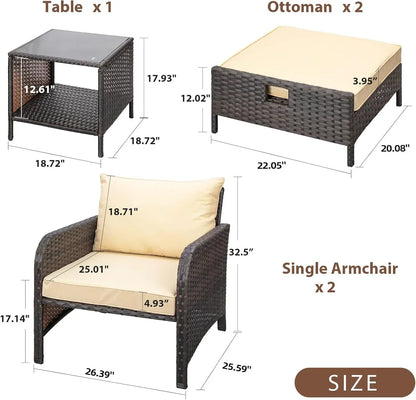 Leveleve Balcony Furniture 5 Piece Patio Conversation Set