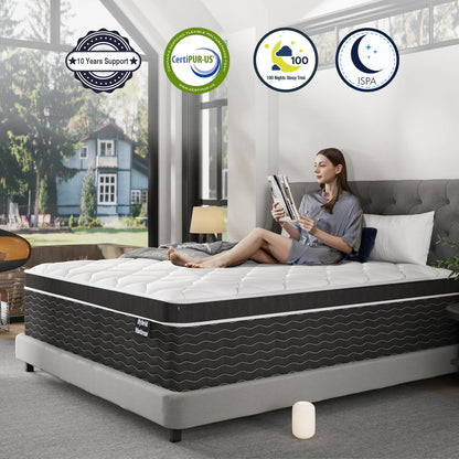 Full Size Mattress, 10 In. Full Size Mattress In A Box, Medium Plush Hybrid Mattress