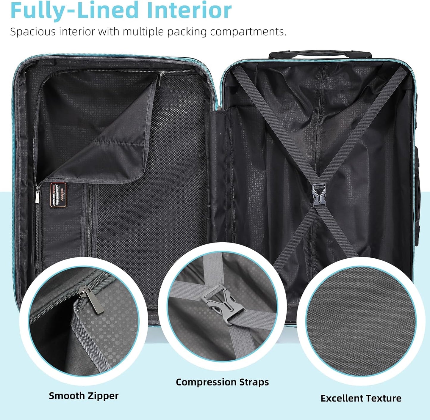6-piece Luggage Set, Expandable Hardshell Suitcase Set With Spinner Wheels, Lightweight Rolling Luggage Set