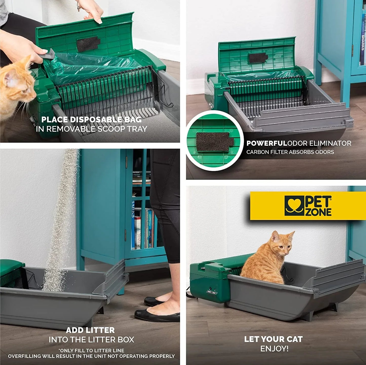 Pet Zone Smart Scoop Automatic Litter Box, Self Cleaning Litter Box, Cat Litter Box With No Expensive Refills
