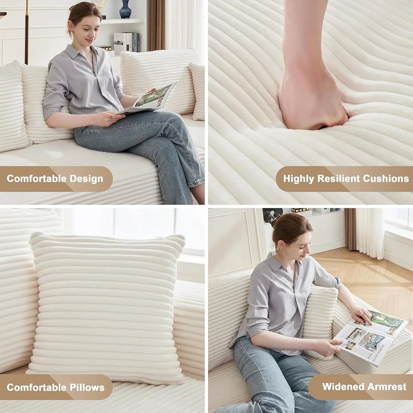110 Cloud Sectional Couch, Boneless Sofa For Living Room Modular Sectional Sofa With Deep Seat