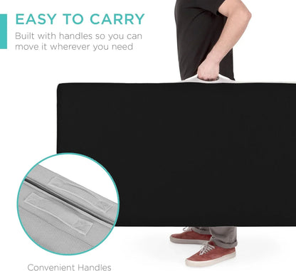 Best Choice Products 4 In. Portable Queen-Size Mattress, Tri-Fold Mattress For Camping, Guest, Toddler, Foam Plush w/Carry Case- Grey