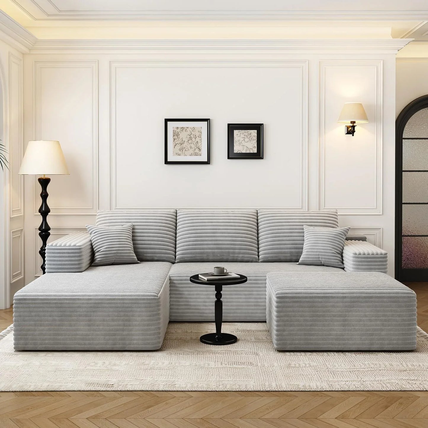 107.5 In. Cloud Modular Sectional Sofa Couch With L-Shape Chaise, Modern Minimalist Upholstered Couches For Living Room Bedroom