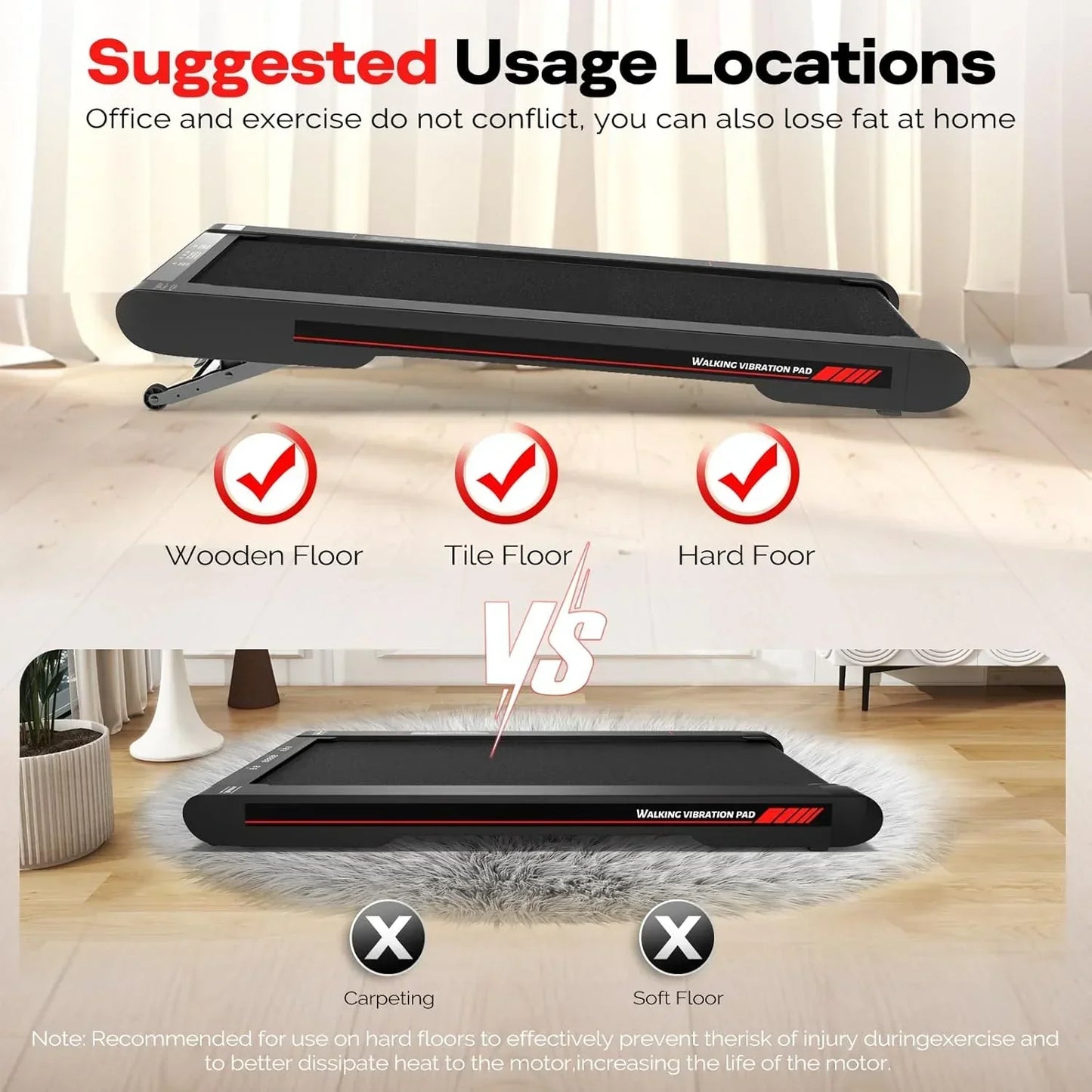 Sperax Walking Vibration Pad With App 3-in-1 Under Desk Treadmill Walking Treadmill Pad