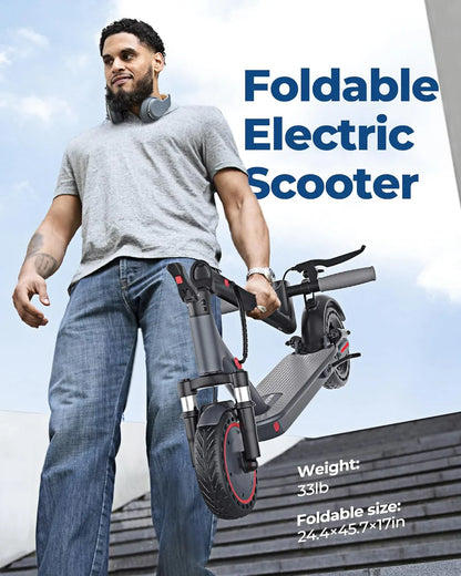 Electric Scooter, 350W/500W Powerful Motor, 8.5 In./10 In. Solid Tires, 19/22Mph, 28/21/12 Miles Range, Dual Braking