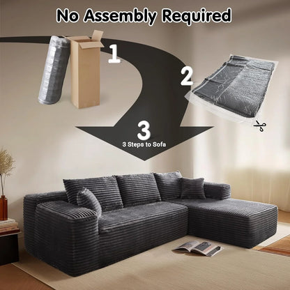 Ovios 104 In. Cloud Sectional Couch With L-Shape Chaise, Modern Modular Sofa With Deep Seat, Upholstered Couches For Living Room Bedroom