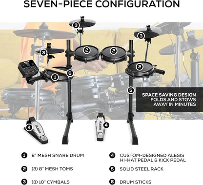 Alesis Turbo Mesh Kit- Electric Drum Set With Over 100 Sounds Mesh Drum Pad