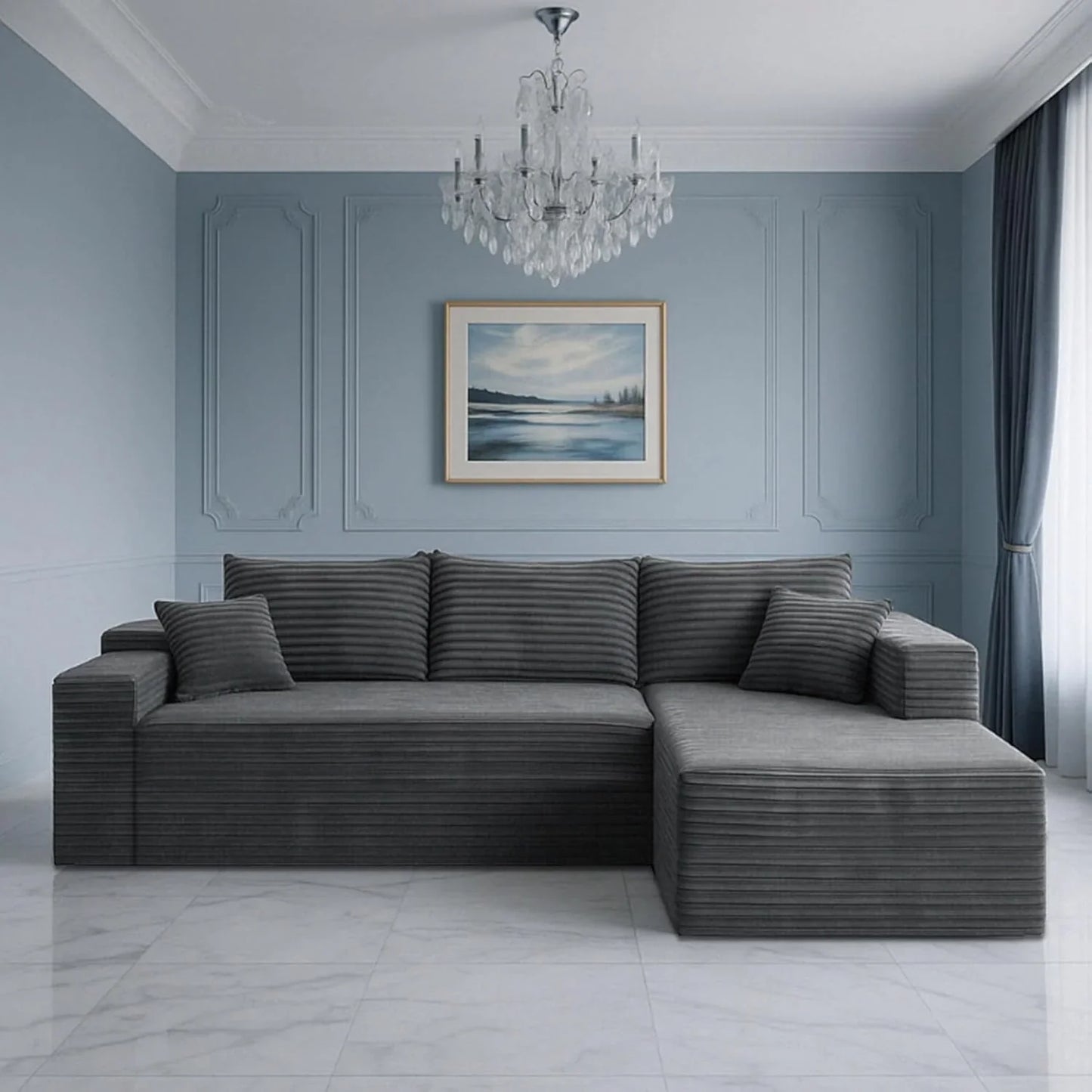 Cloud Sectional Couch With L-Shape Chaise Modern Modular Sofa With Deep Seat Modern Comfy Furniture Bedroom Lounge Dorm Office Apartment Home