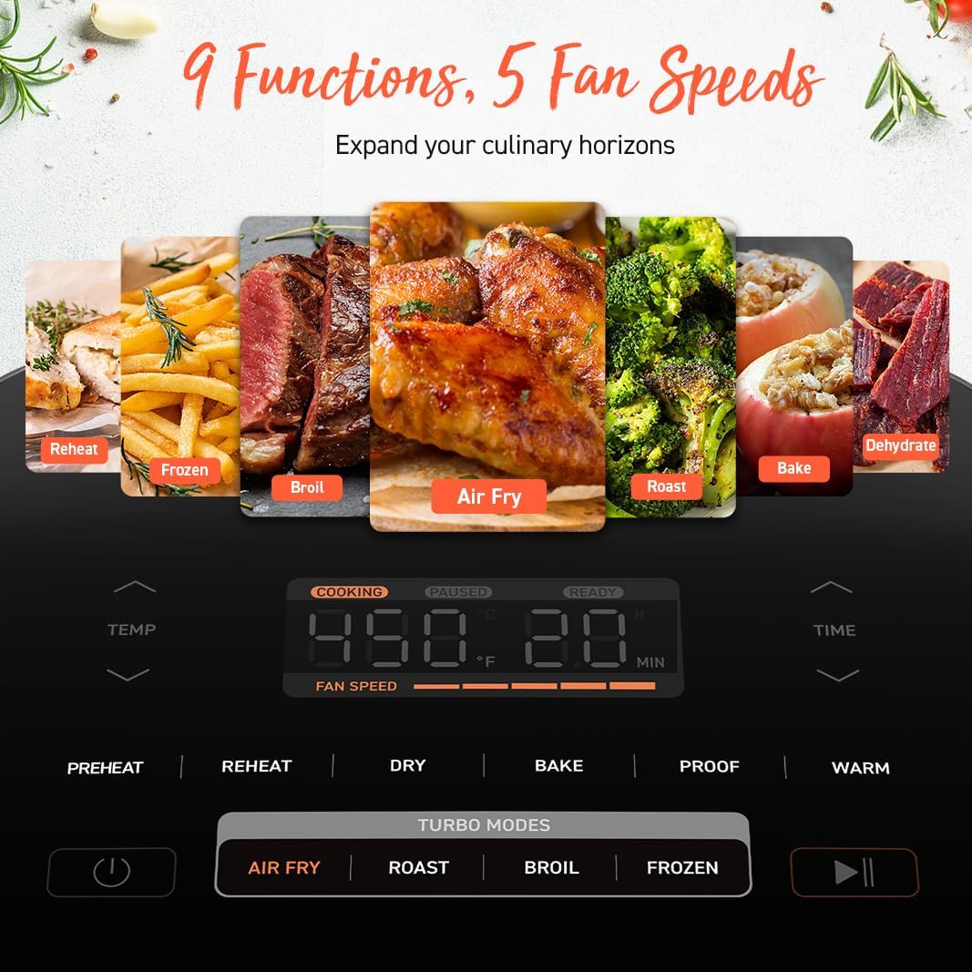 Cosori Air Fryer 9-in-1 Compact And Large 6-Qt. Fast Turbo Modes Precise Heat For Even Results