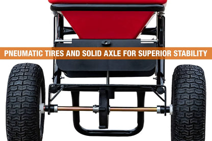 Walk Behind Push Spreader, 100lb Capacity, For Salt, Ice And Snow Melt, Included Grate And Cover With Enclosed Gearbox For Protection