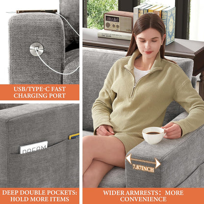 Ihanherry 146 In. U-Shaped Modern Sofa Modular Sectional Cloud Couch With 2 Ottoman