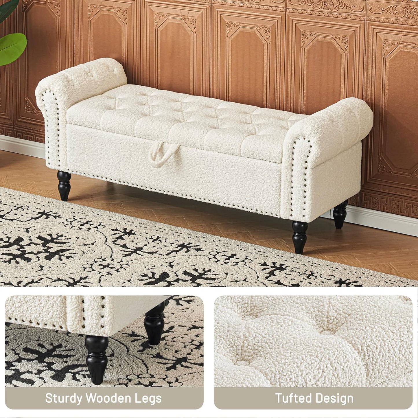 Furniliving Modern Storage Ottoman Bench