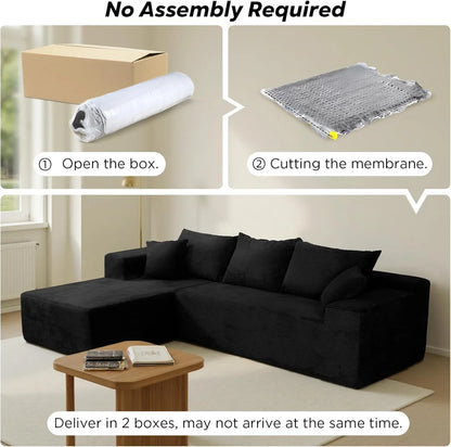 Cloud Sectional Couch With L-Shape Chaise, Modern Modular Sofa With Deep Seat, Upholstered Couches For Living Room Bedroom, No Assembly Required