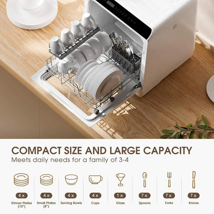 Novete Portable Tabletop Dishwasher Compact Dishwasher With 5-liter Built-In Water Tank