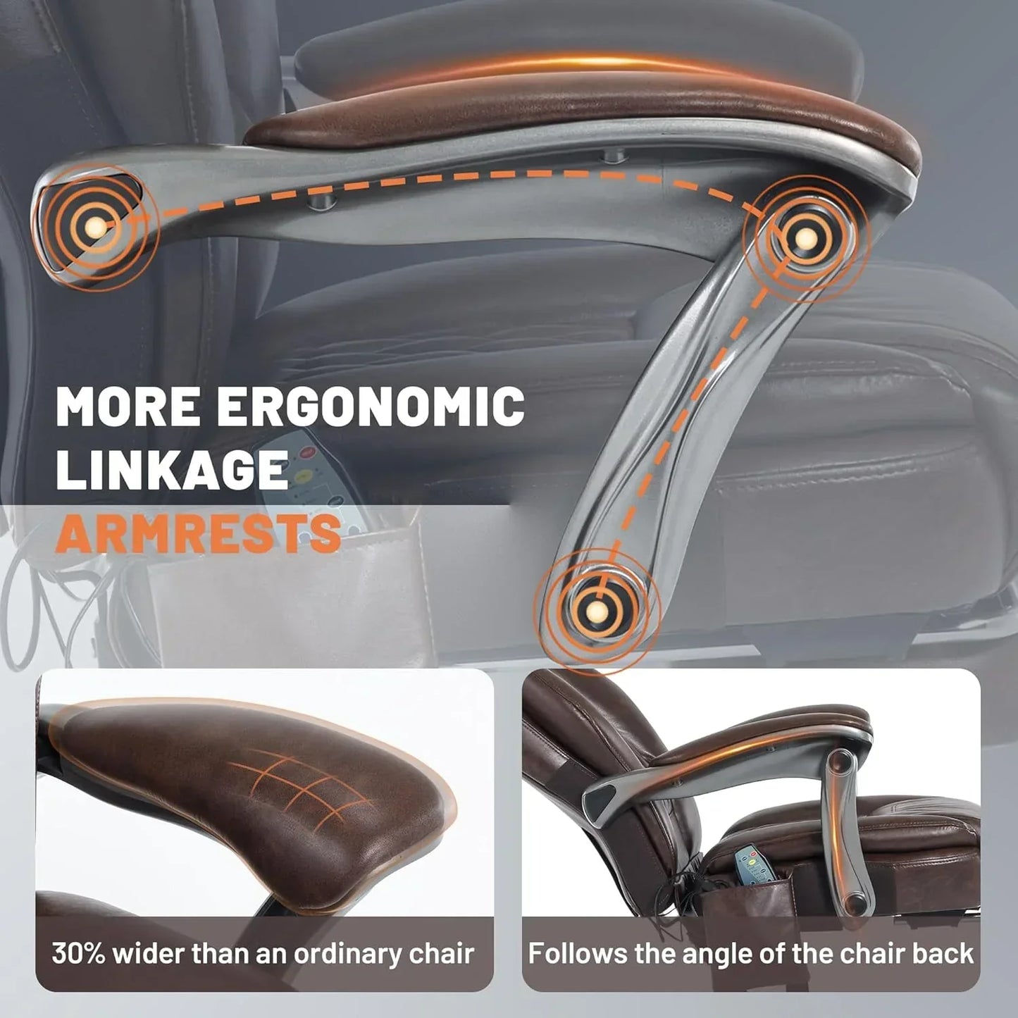 Massage Office Chair With Heating And Footrest Ergonomic Executive Reclining Office Chair