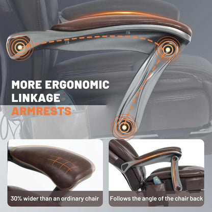Massage Office Chair With Heating And Footrest Ergonomic Executive Reclining Office Chair