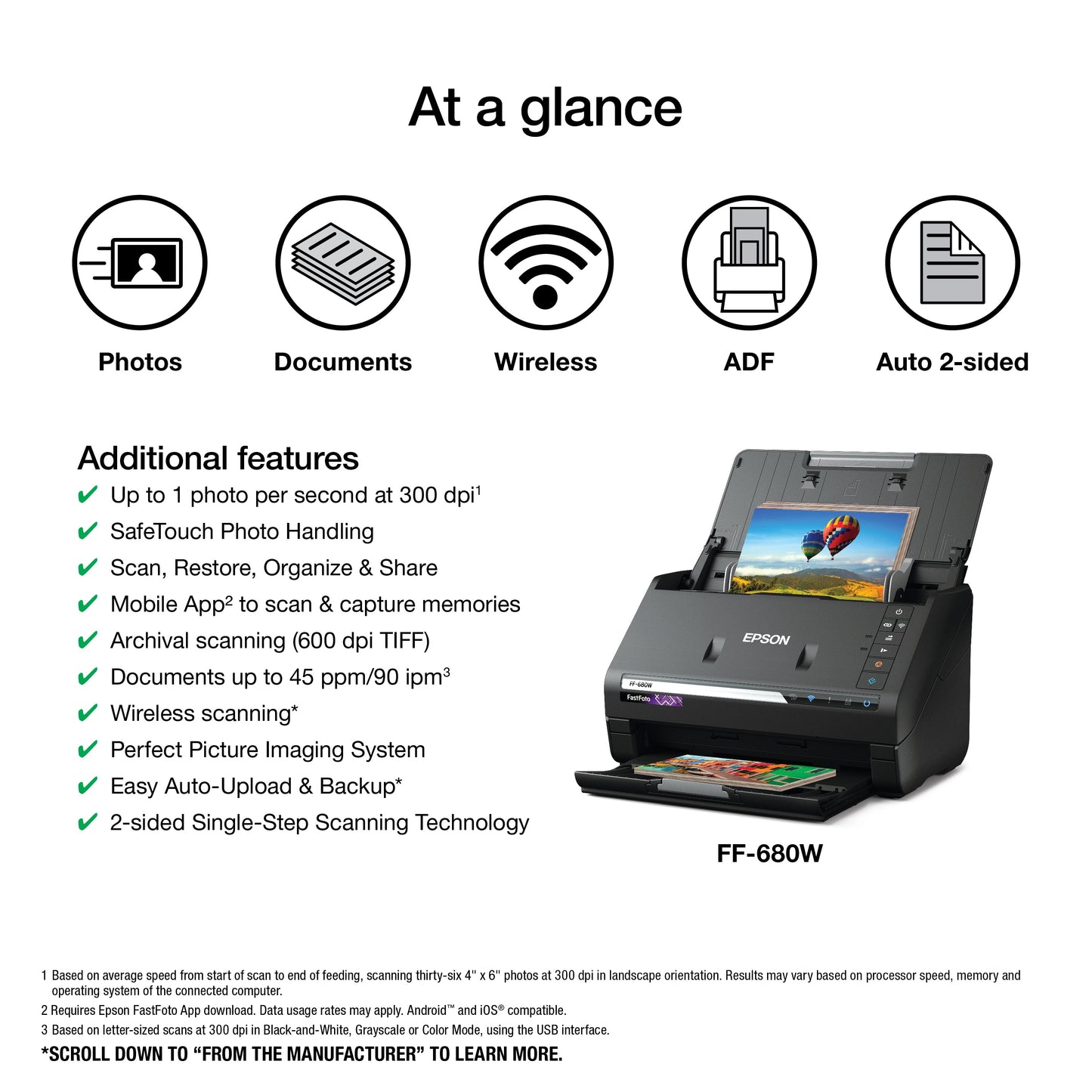 FastFoto FF-680W Wireless High-Speed Photo Scanning System, Black
