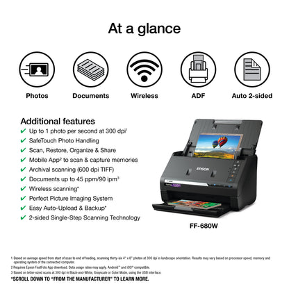 FastFoto FF-680W Wireless High-Speed Photo Scanning System, Black