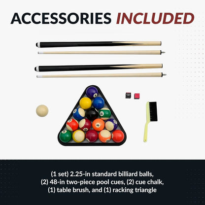 6 Ft. Portable Pool Table, Adults Folding Billiards Tables For Game Room With Easy Foldable Storage, Includes Full Set Of Billiard Balls, Cues