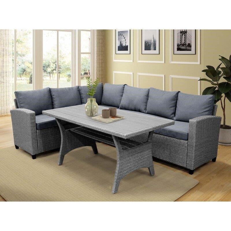 Bromford Rectangular 35.4 In. Long Dining Set With Cushions