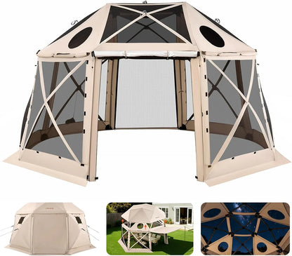Vevor 12x12ft Pop Up Gazebo Tent With Mosquito Netting, 6 Removable Wind Panels