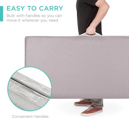 Best Choice Products 4 In. Portable Queen-Size Mattress, Tri-Fold Mattress For Camping, Guest, Toddler, Foam Plush w/Carry Case- Grey