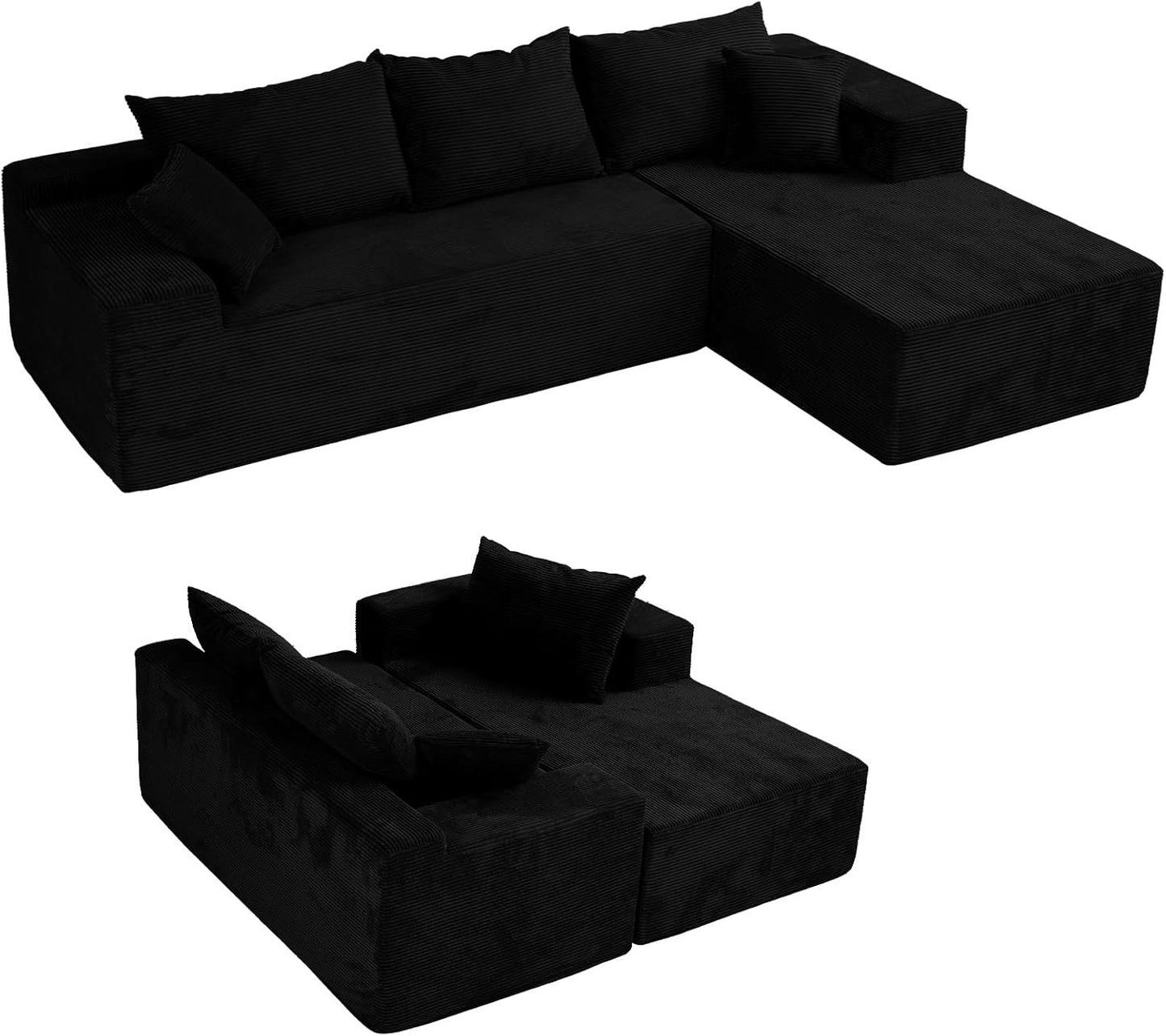 Cloud Sectional Couch With L-Shape Chaise, Modern Modular Sofa With Deep Seat, Upholstered Couches For Living Room Bedroom, No Assembly Required