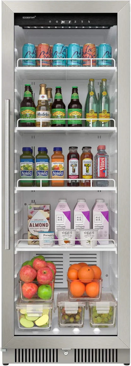 22 In. Wide 10.1 Cu. Ft. Commercial Beverage Merchandiser, Stainless Steel, Temp Alarm, Reversible Door
