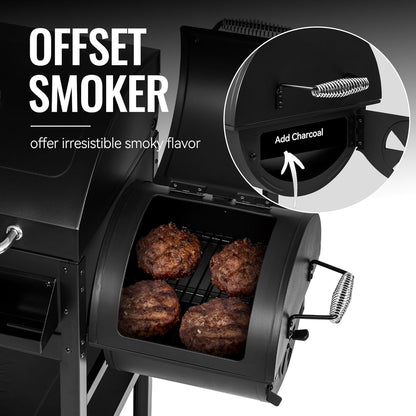 2-Burner Gas And Charcoal Combo Grill With Smoker And Side Burner, 34,000 BTU, 1020 Sq. In., Black