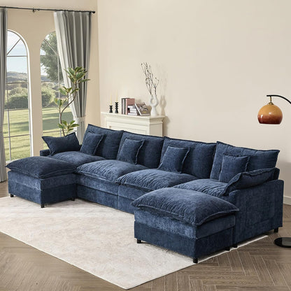 108 In. U Shape Sofa Sectional Sofa Comfortable Cloud Sofa With Removable Footstool