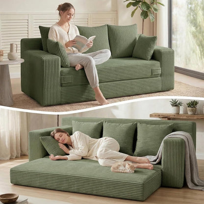 Loveseat Boneless Convertible Sofa Bed, Folding Floor Futon Sleeper Sofa Couch Bed- Boneless Foldable Couch