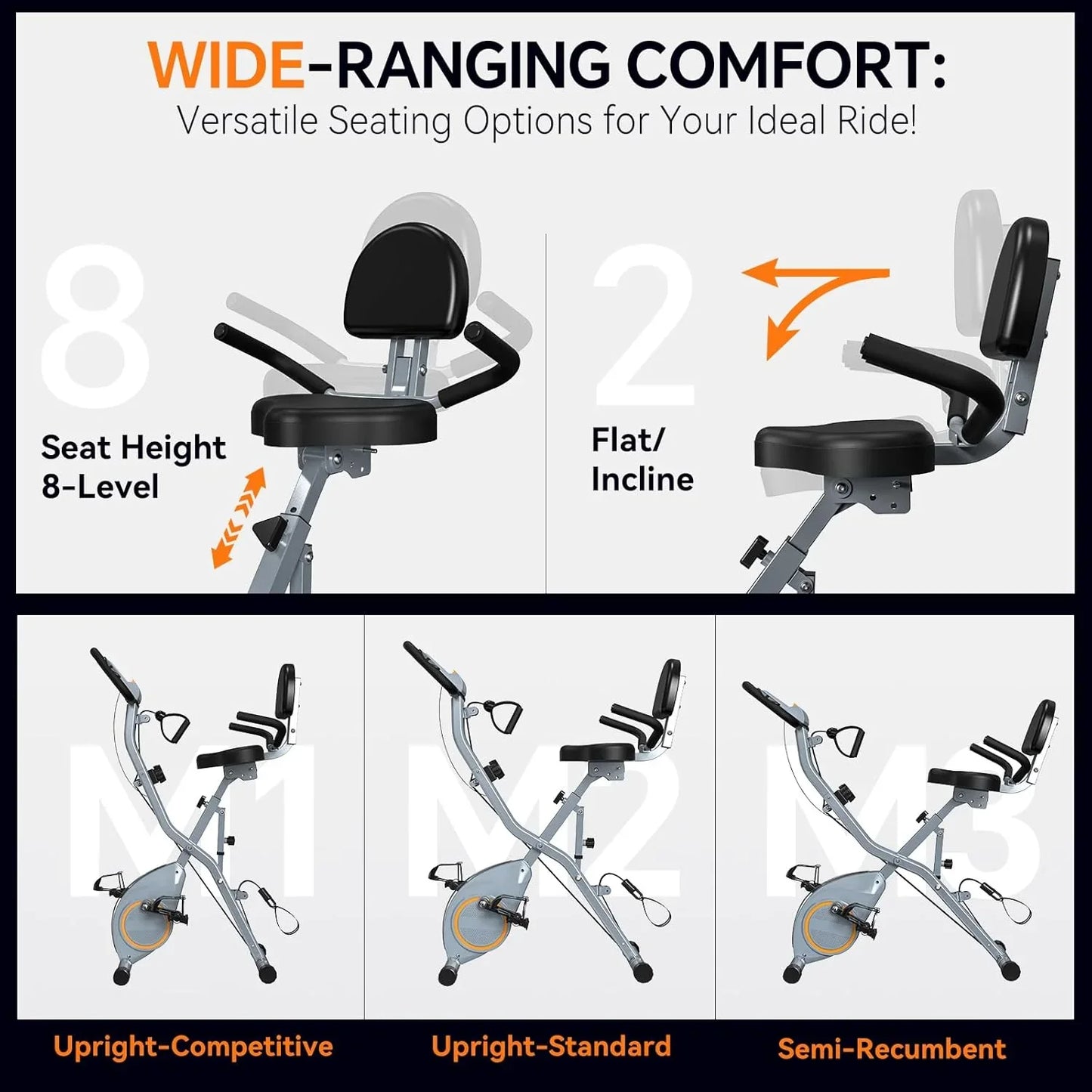 Foldable Exercise Bike Stationary Bikes For Home, 5-in-1 Indoor Workout Bike, Cycling Bike With 16-Level Quiet Magnetic Resistance