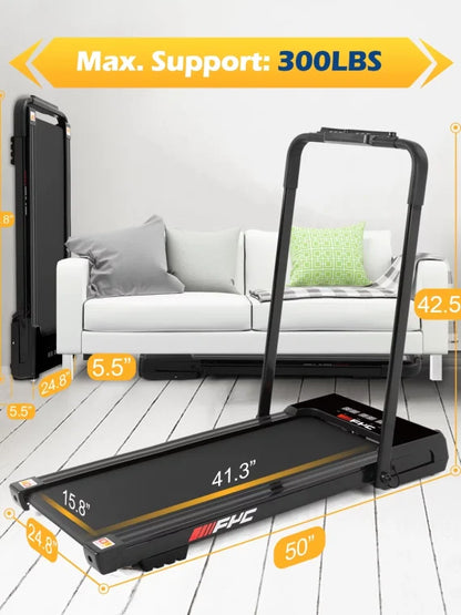 Fyc 3.5HP Under Desk Treadmill 300lbs Weight Capacity 2-in-1 Foldable Design Remote Control And LED Display Compact Electric Walking And Running