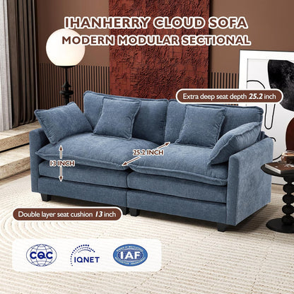 111.4 In. L-Shaped Modern Sofa Modular Cloud Sofa Ottoman 4-Seater Chenille Deep Seat Sofa