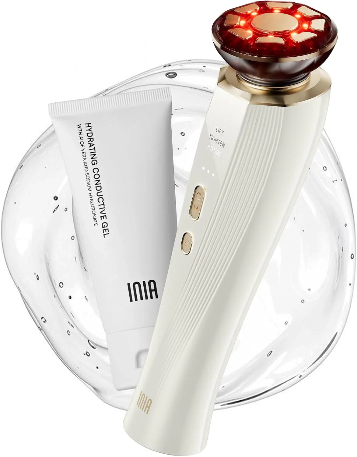 Inia 3-in-1 Red Light Therapy For Face And Neck Beauty Device For Puffiness And Skin Firming
