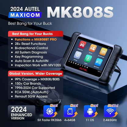 Bidirectional Tool As MK808BT Pro MX808S M808Z, Function As MaxiCheck MX900, Active Test, All System Diagnose, Injector Coding