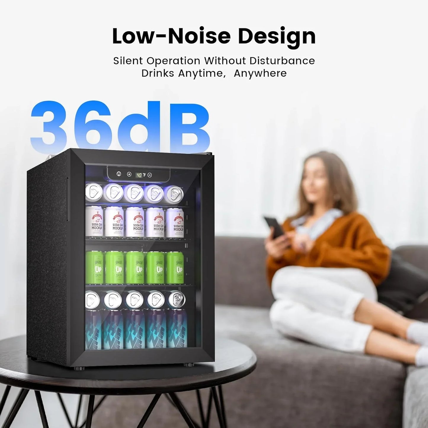Beverage Refrigerator Cooler- 126 Can Mini Fridge Glass Door For Drinks Soda Beer Wine- Small Refrigerator For Office Bedroom Home Bar